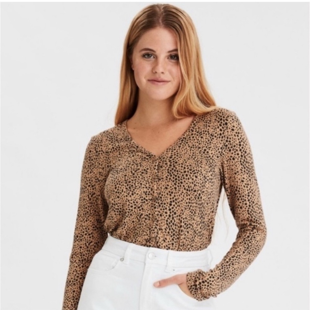 AE Outfitters Soft & Sexy Plush Cheetah Print Cardigan Sweater